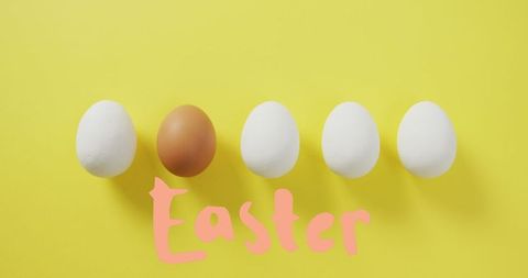 Easter Eggs on Yellow Background with Celebration Text - Download Free Stock Images Pikwizard.com