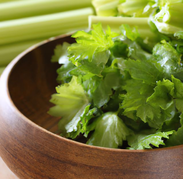 Close up of green celery over bowl created using generative ai technology - Download Free Stock Photos Pikwizard.com