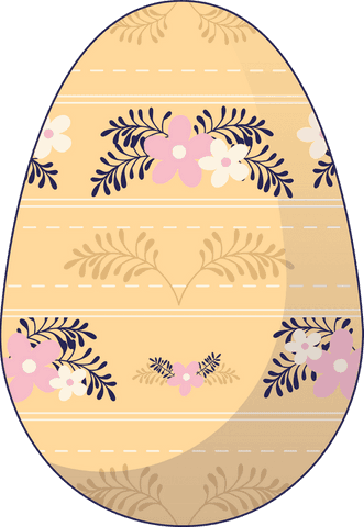 Minimalist easter egg with pastel floral design on transparent background