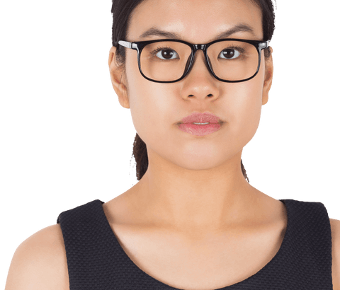 Transparent Background Asian Female with Glasses
