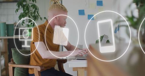 Tech-Savvy Businessman Working on Digital Network Connection