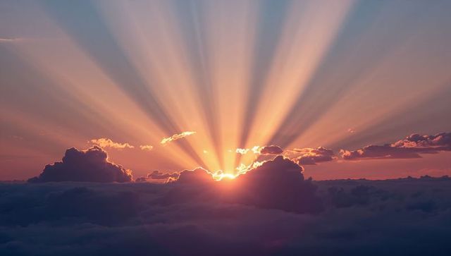 Golden Sunburst Emerges through Dramatic Clouds