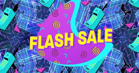 Colorful flash sale banner with retro design elements