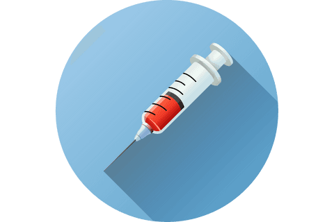 digital illustration of a syringe designed on a blue circular background. this vector icon is suitable for medical presentations or websites, healthcare applications, educational materials, or any digital content relating to medicine and healthcare themes.