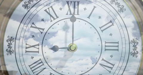 Antique Clock Face with Clouds and Dollar Symbols Overlay - Download Free Stock Images Pikwizard.com