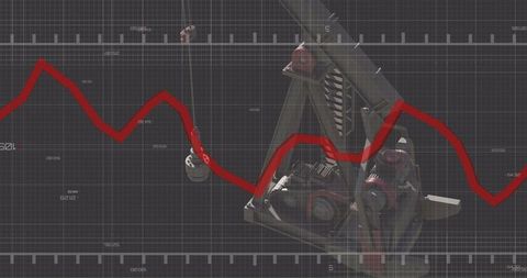 Global financial data analysis graph overlay with pumpjack