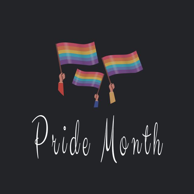 Celebrate Pride Month with Rainbow Flags Illustration on Black Background - Download Free Stock Templates Pikwizard.com