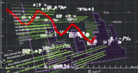 Digital Financial Data with Declining Graph Overlay