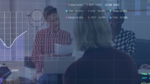 Teamwork in Warehouse with Financial Data Overlay