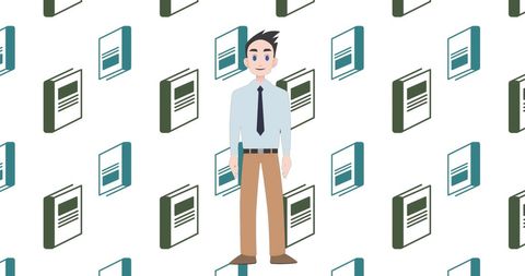 Animated Mentor Engaging with Book Icons for Educational Theme - Download Free Stock Images Pikwizard.com