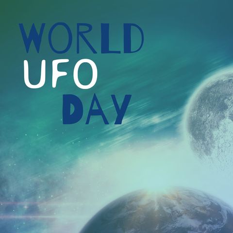 world ufo day concept art with glowing planet and asteroid - Download Free Stock Templates Pikwizard.com