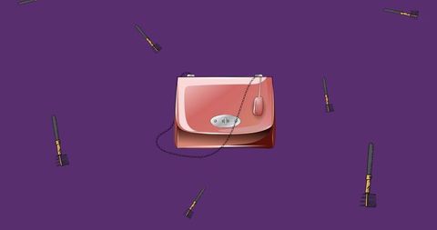 Stylish handbag with mascara accents on purple