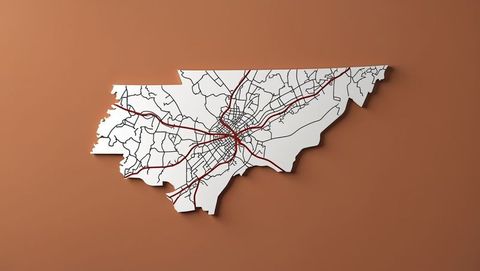 3d urban map with network of roads on brown design, knoxville concept