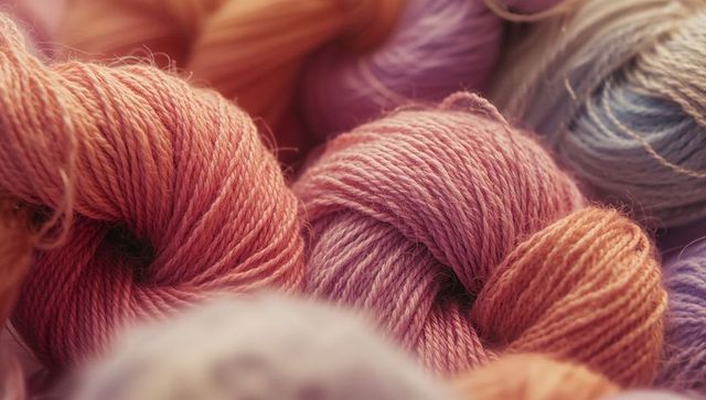 Vibrant yarn skeins in soft pastel hues