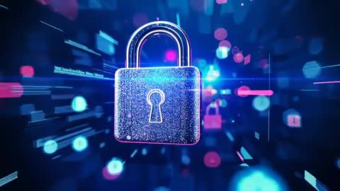 Futuristic Digital Padlock Representing Advanced Cybersecurity