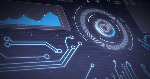 Futuristic Interface with Data Visualization and Circuitry Design - Download Free Stock Images Pikwizard.com