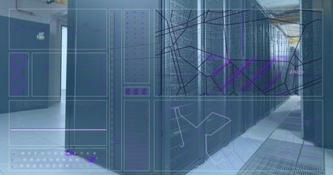 Futuristic Digital Interface Overlays Data Processing in Server Room - Download Free Stock Images Pikwizard.com