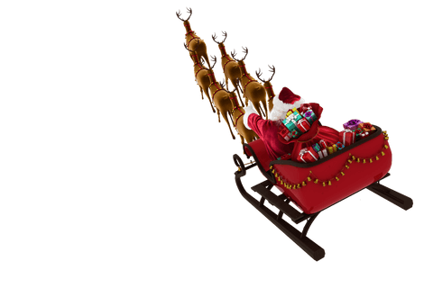 Transparent Santa Claus Riding Sleigh with Gifts and Reindeer - Download Free Stock Videos Pikwizard.com