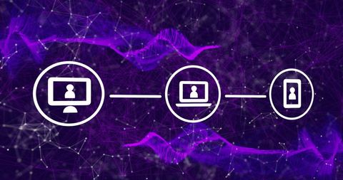 Digital Network System with Icons over Purple Background - Download Free Stock Images Pikwizard.com