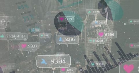 Futuristic Social Media Icons Overlaid on Urban Landscape - Download Free Stock Images Pikwizard.com