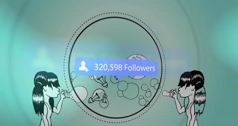 Vector Animation with Followers Icon Signifying Global Connection