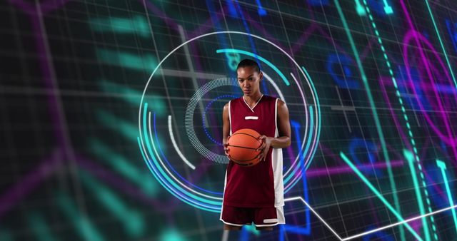 Female Basketball Athlete with Digital Interface Hologram - Download Free Stock Images Pikwizard.com