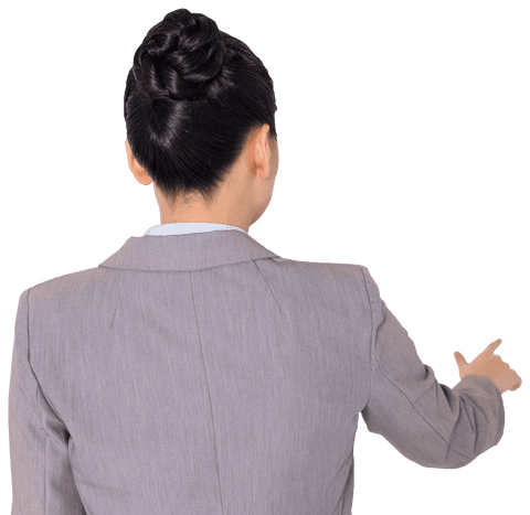 Asian Businesswoman Pointing Back View Transparent Background