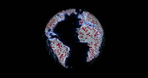 Digitally rendered globe with dynamic data patterns