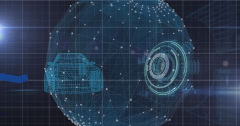 3D Car Model with Digital Data Grid and Globe Interface - Download Free Stock Images Pikwizard.com