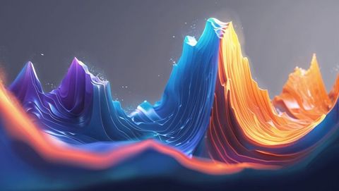Vibrant fluid ribbons with flowing creative gradients, seismograph 3d concept