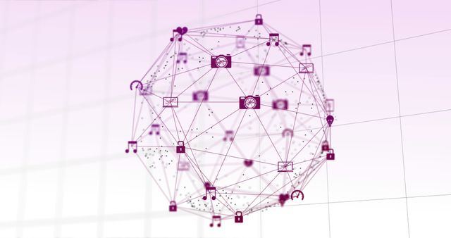 Image of network of connections on pink background. global networks, connections, concept digitally generated image.