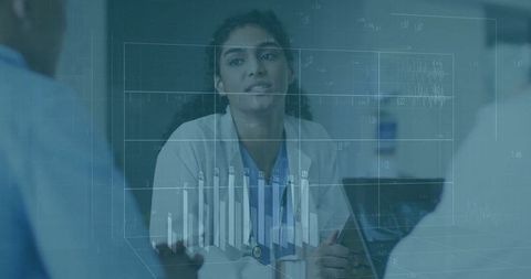 Healthcare Professional Analyzing Holographic Medical Data