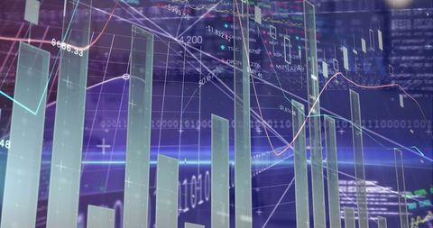 Futuristic Holographic Bar Chart and Line Graph in Digital Space - Download Free Stock Images Pikwizard.com