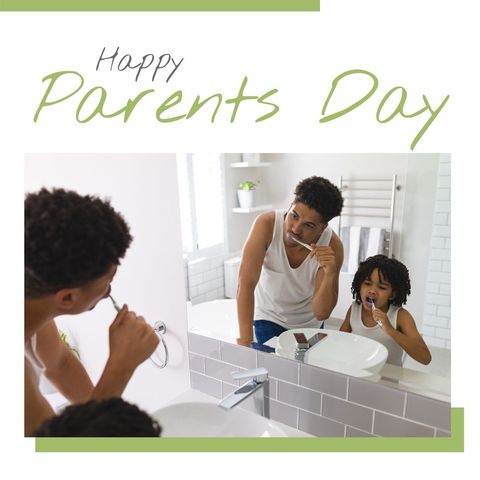 father and son brushing teeth for parents day celebration - Download Free Stock Templates Pikwizard.com