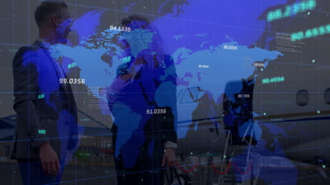 Global Business Network with Digital World Map Overlay