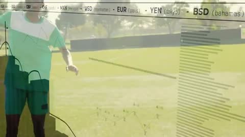 Soccer Player with Currency Exchange Overlay