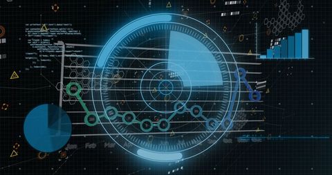 Futuristic Digital Interface with Data Analytics Symbols - Download Free Stock Images Pikwizard.com