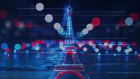 Futuristic Neon-style Eiffel Tower Digital Art