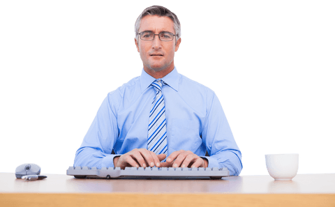 businessman on transparent background working on keyboard - Download Free Stock Videos Pikwizard.com