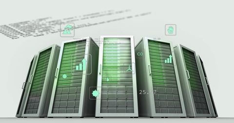 Digital Data Processing Over Computer Servers with Infographics - Download Free Stock Images Pikwizard.com