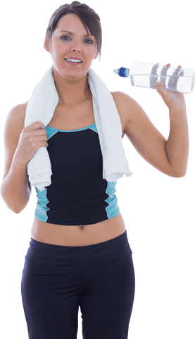 transparent background woman in sportswear holding water bottle - Download Free Stock Videos Pikwizard.com