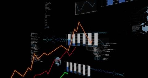 Graphs and Data Processing on Digital Interface - Download Free Stock Images Pikwizard.com