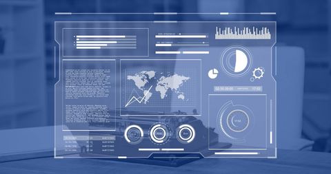 Financial Data Interface Over Desk in Modern Office