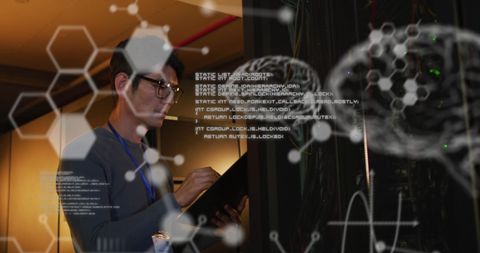 Engineer Analyzing Medical Data in Hi-Tech Server Room - Download Free Stock Images Pikwizard.com