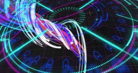 Futuristic Digital Interface with Colorful Light Trails - Download Free Stock Images Pikwizard.com