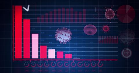 Digital data and covid-19 conceptual graph with virus cells