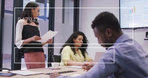Business Team Analyzing Data in Modern Office with Digital Overlay - Download Free Stock Images Pikwizard.com
