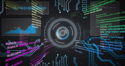 Digital Data Processing Concept with Circular Scanner Overlay - Download Free Stock Images Pikwizard.com