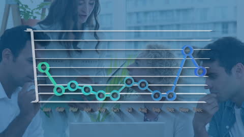 Business Team Analyzing Financial Growth and Data Trends in Modern Office