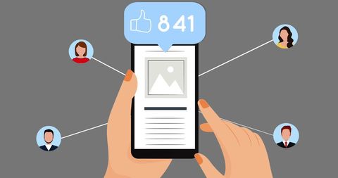 Social Sharing Concept with Network and Phone Interaction - Download Free Stock Images Pikwizard.com